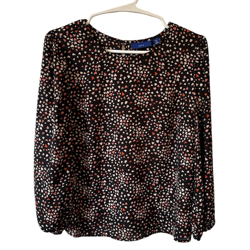 APT 9 MINI HEART BLOUSE PETITE SMALL - Picture 3 of 9